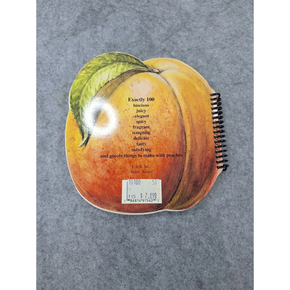 Just Peachy Peach Cookbook 1993 Judith Bosley Die-Cut Spiral Bound 100 Recipes